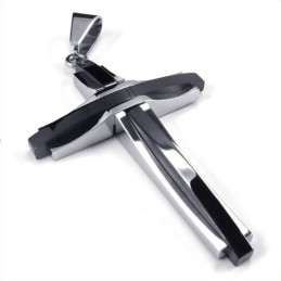 Fashion Ripple Cross Titanium Pendant (Black)