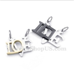 Titanium Love Letter Couple'S Pendant With Free Chain (One Pair)