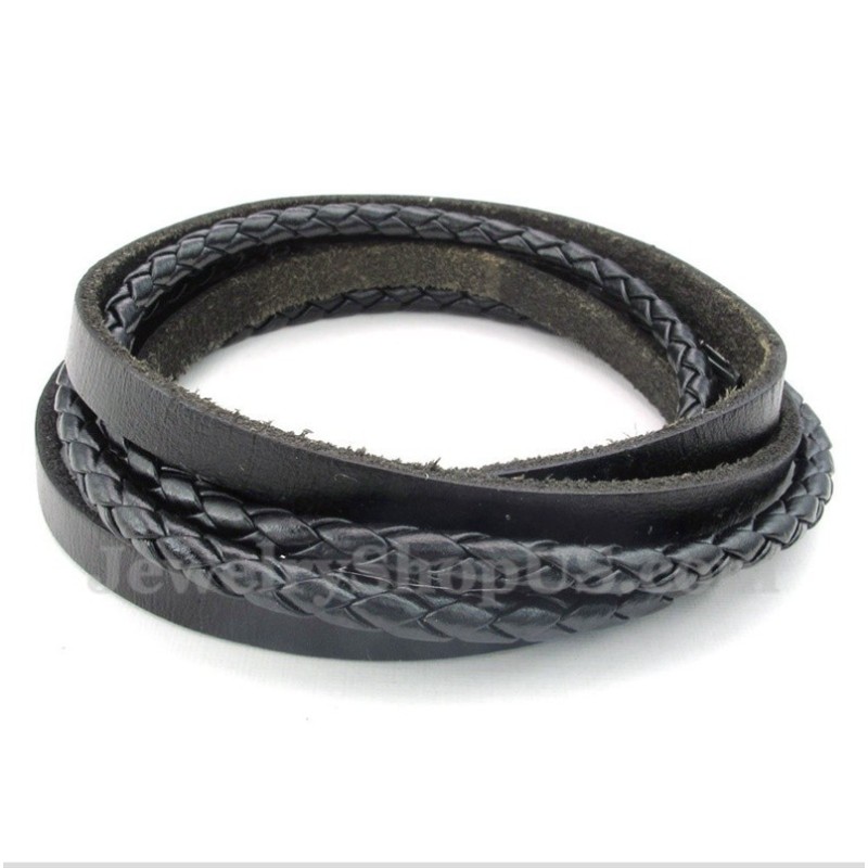 Men's Black Titanium Leather Bracelet Men's Black Titanium Leather Bracelet