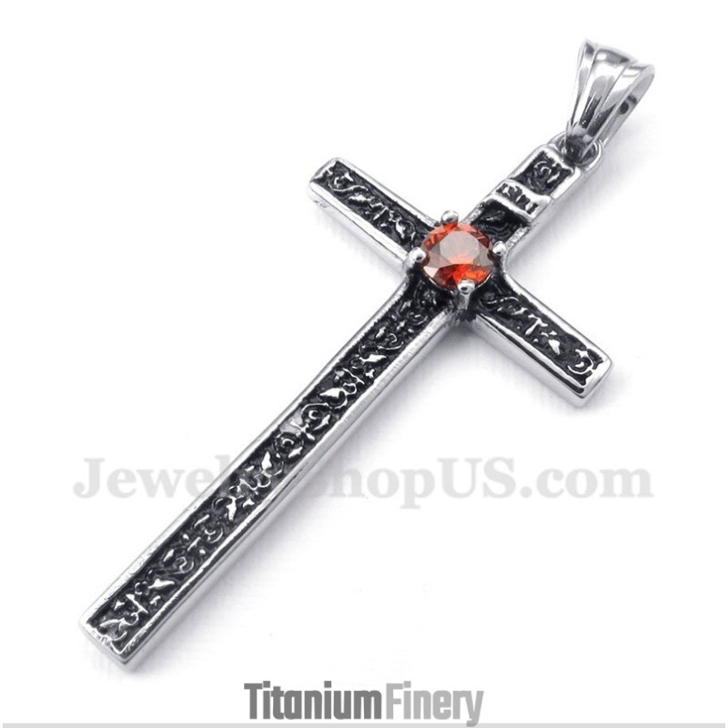 Men's Titanium Casted Cross Pendant With Free Chain Men's Titanium Casted Cross Pendant With Free Chain