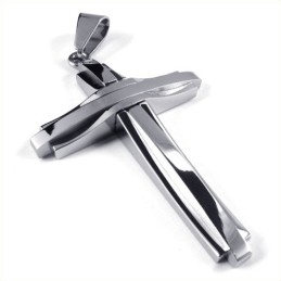 Fashion Ripple Cross Titanium Pendant (Silver)