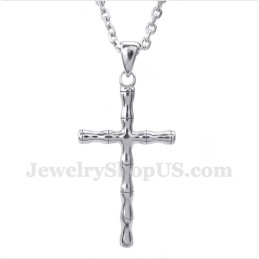 Men's Titanium Bamboo Cross Pendant With Free Chain