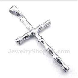 Men's Titanium Bamboo Cross Pendant With Free Chain