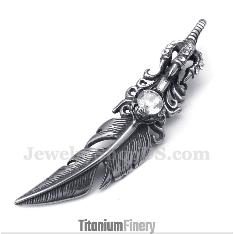 Men's Titanium Feather Pendant With Free Chain Men's Titanium Feather Pendant With Free Chain