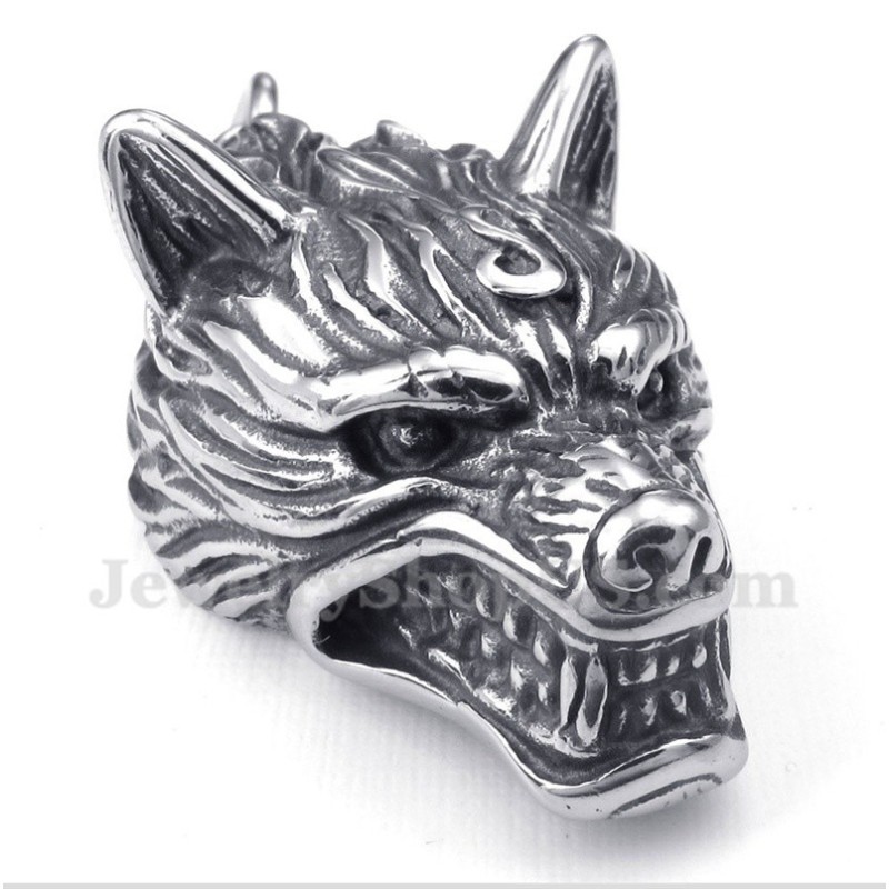 Men's Titanium Wolf Head Pendant With Free Chain Men's Titanium Wolf Head Pendant With Free Chain