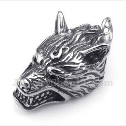 Men's Titanium Wolf Head Pendant With Free Chain