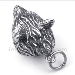Men's Titanium Wolf Head Pendant With Free Chain