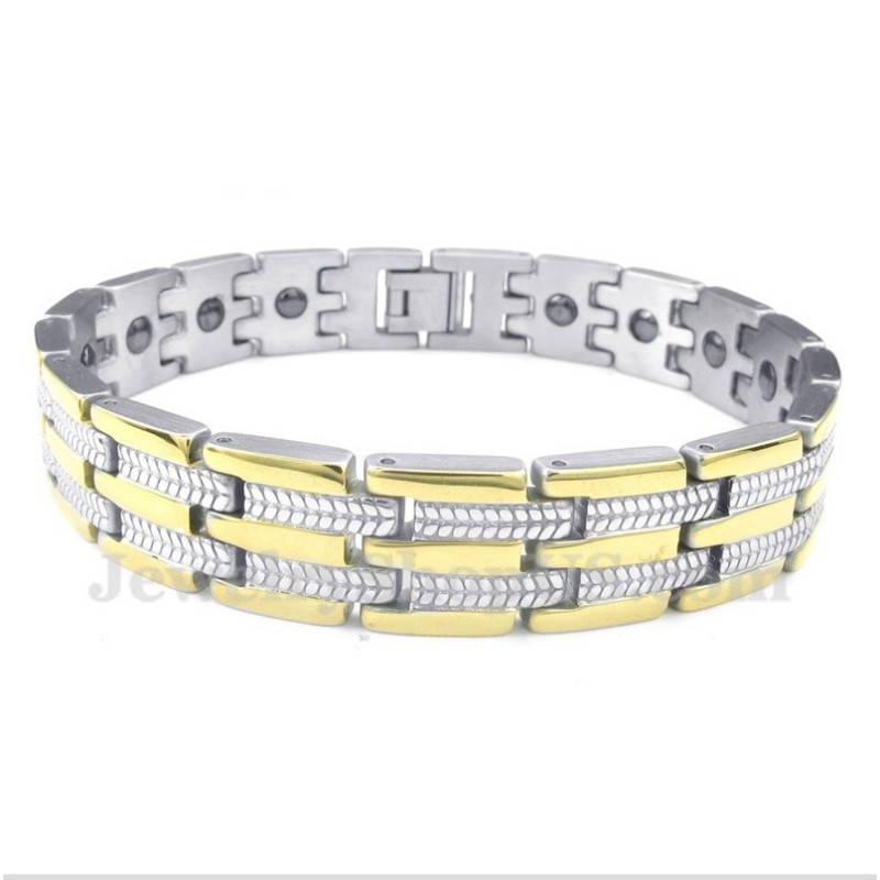 Men's Titanium Gold Magnet Bracelet
