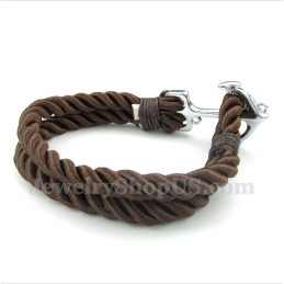 Men's Titanium Anchor Cotton Rope Bracelet