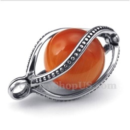 Men's Titanium Red Opal Pendant With Free Chain