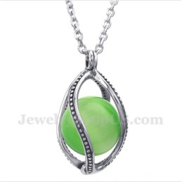 Men's Titanium Green Opal Pendant With Free Chain