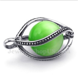 Men's Titanium Green Opal Pendant With Free Chain