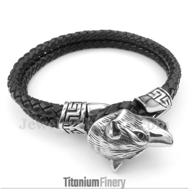 Men's Titanium Leather Bracelet