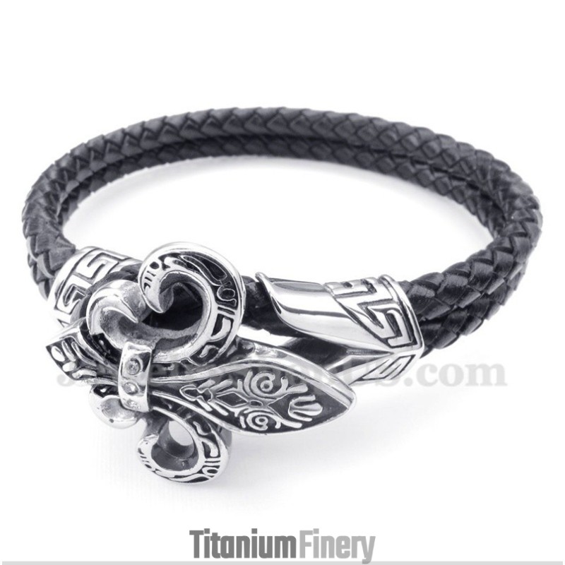 Men's Titanium Leather Bracelet Men's Titanium Leather Bracelet