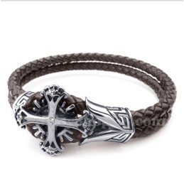 Men's Titanium Leather Bracelet