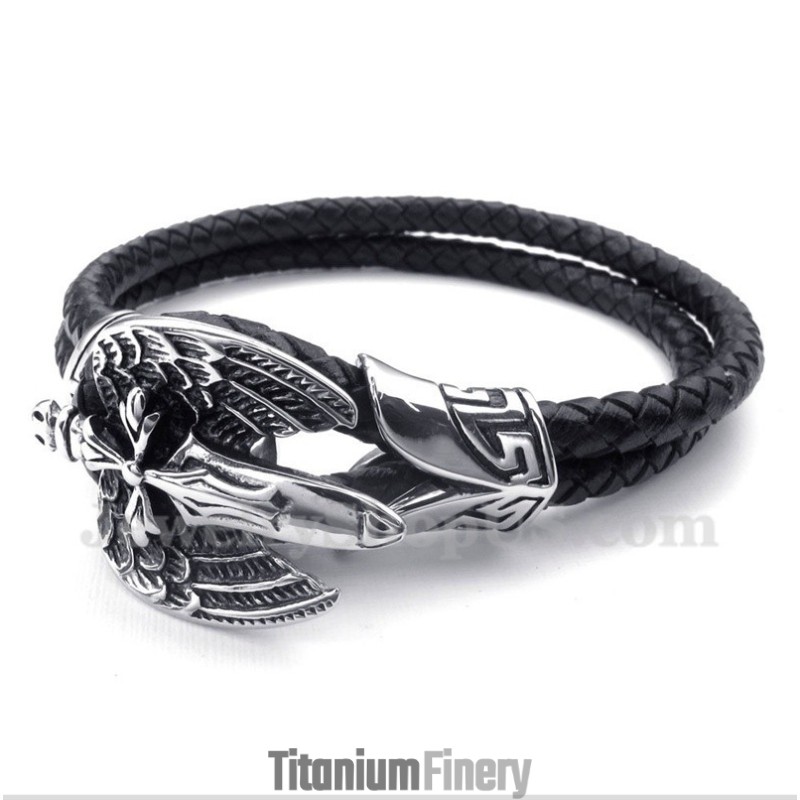 Men's Titanium Leather Bracelet Men's Titanium Leather Bracelet