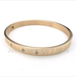 Men's Titanium Diamond Rose Gold Roman Numerals Bracelet