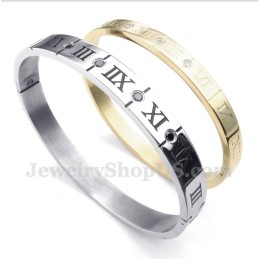 Titanium Diamond Roman Numerals Couple'S Bracelet (One Pair)