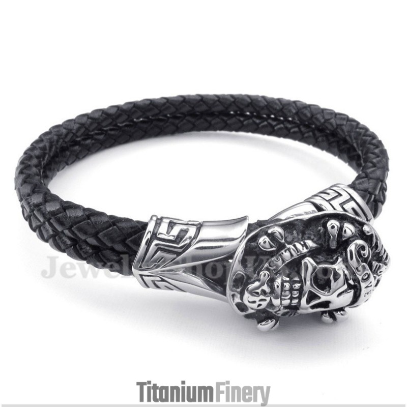Men's Titanium Leather Bracelet Men's Titanium Leather Bracelet