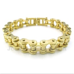 Men's Titanium Gold Bicycle Chain Bracelet