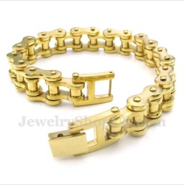 Men's Titanium Gold Bicycle Chain Bracelet