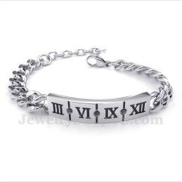 Titanium Roman Numerals Diamond Couple'S Bracelet (One Pair)