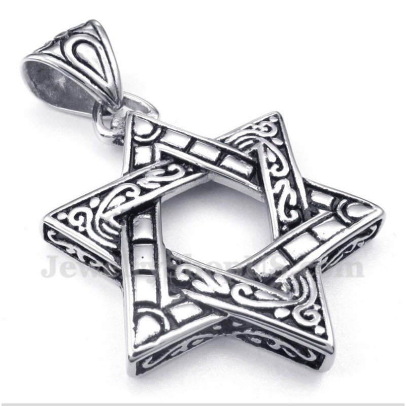 Men's Titanium Star Of David Pendant With Free Chain Men's Titanium Star Of David Pendant With Free Chain