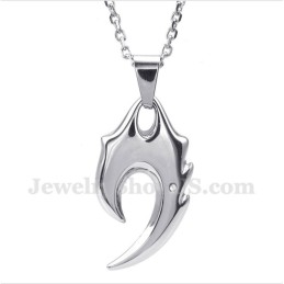 Men's Titanium Wolf Fang Pendant With Free Chain