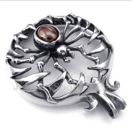 Men's Titanium Red Diamond Spider Pendant With Free Chain
