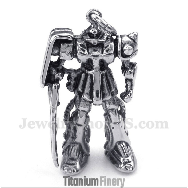 Men's Titanium Robot Pendant With Free Chain