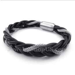 Men's Titanium Leather Bracelet