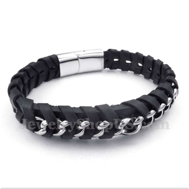 Men's Titanium Leather Bracelet
