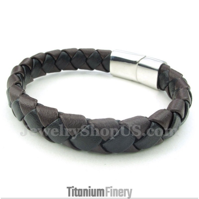 Men's Leather Titanium Bracelet Men's Leather Titanium Bracelet
