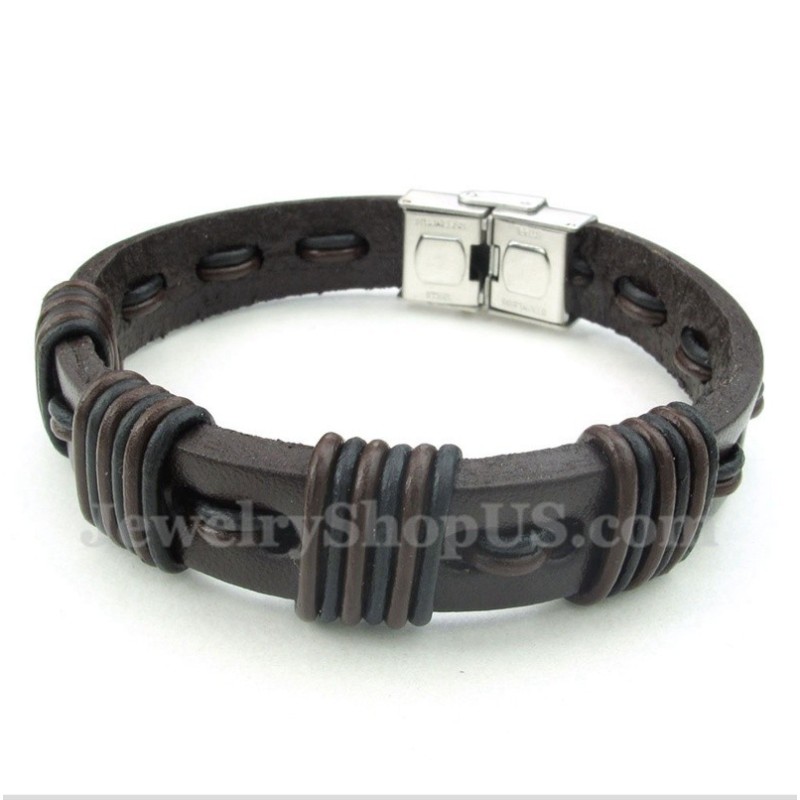 Men's Leather Titanium Bracelet Men's Leather Titanium Bracelet