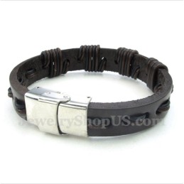 Men's Leather Titanium Bracelet