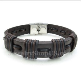 Men's Leather Titanium Bracelet