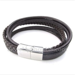 Men's Leather Titanium Bracelet