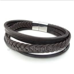 Men's Leather Titanium Bracelet