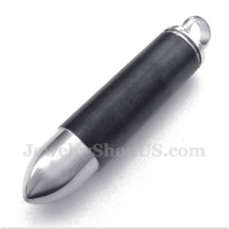 Men's Titanium Black Bullet Pendant With Free Chain