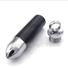 Men's Titanium Black Bullet Pendant With Free Chain
