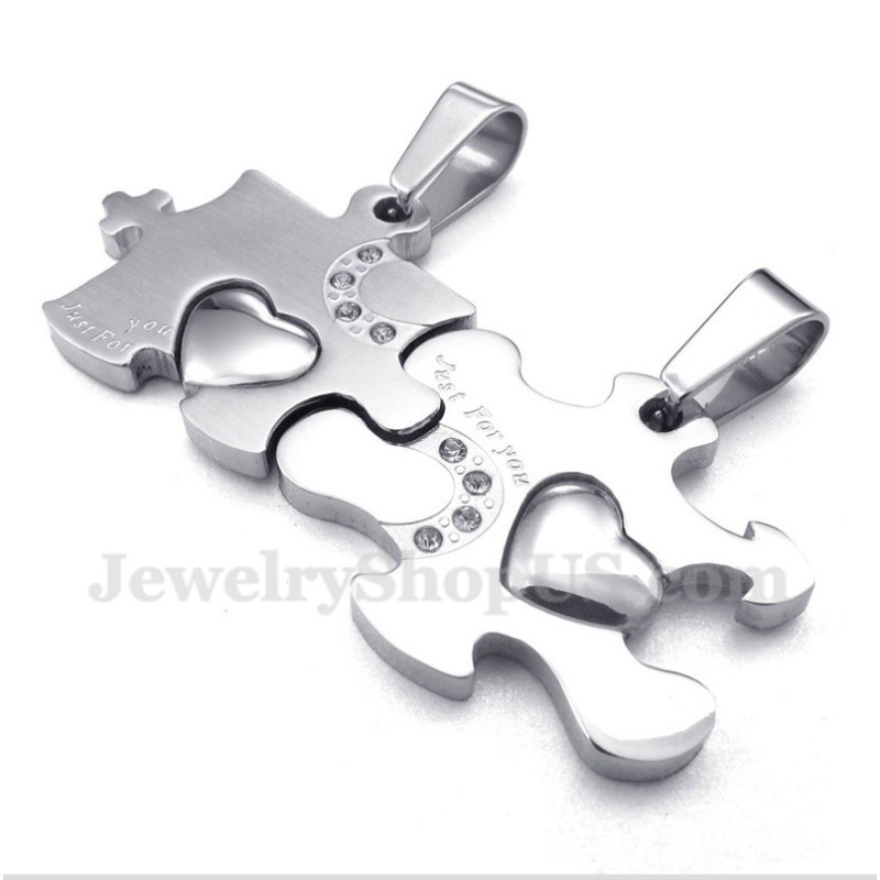 Titanium Puzzle Couple'S Pendant With Free Chain (One Pair) Titanium Puzzle Couple'S Pendant With Free Chain (One Pair)
