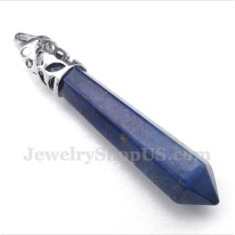 Men's Lapis Lazuli Hexagon Prism Pendant With Free Chain