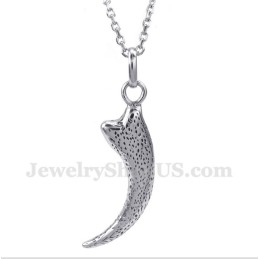 Men's Titanium Wolf Fang Pendant With Free Chain