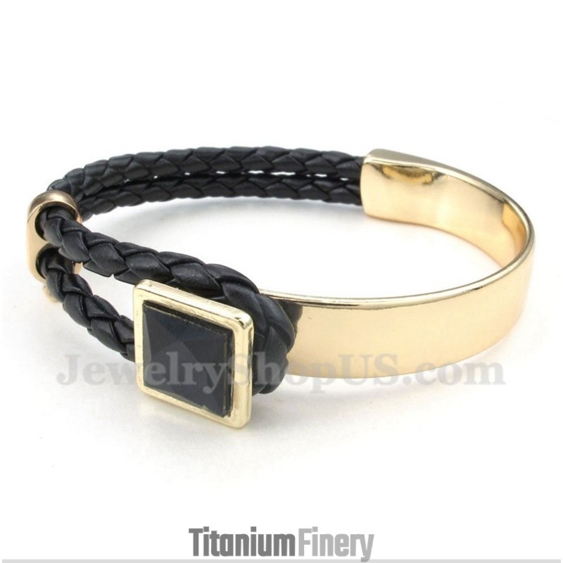 Men's Leather Titanium Bracelet Men's Leather Titanium Bracelet