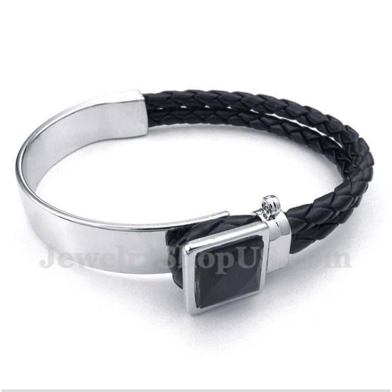 Men's Leather Titanium Bracelet Men's Leather Titanium Bracelet