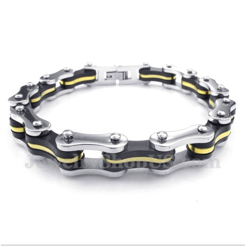 Men's Titanium Bicycle Chain Rubber Bracelet Men's Titanium Bicycle Chain Rubber Bracelet