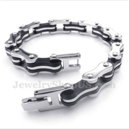 Men's Titanium Bicycle Chain Rubber Bracelet