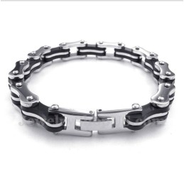 Men's Titanium Bicycle Chain Rubber Bracelet