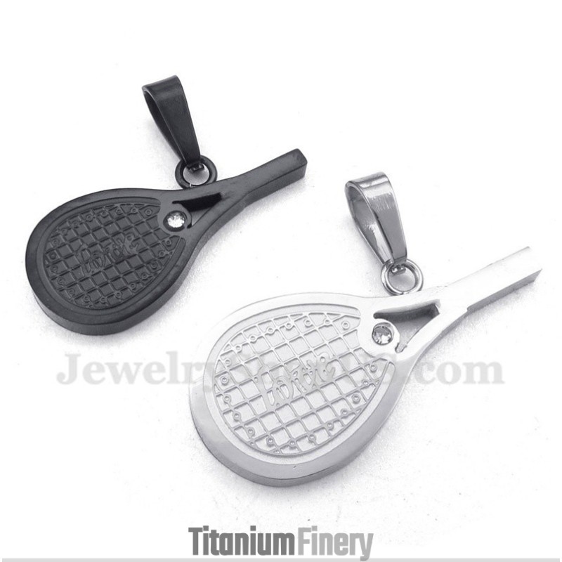 Titanium Feather Tennis Rackets Couple'S Pendant With Free Chain (One Pair) Titanium Feather Tennis Rackets Couple'S Pendant With Free Chain (One Pair)