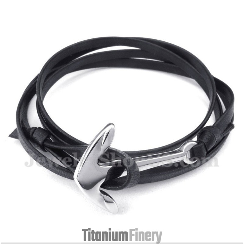 Men's Titanium Leather Bracelet